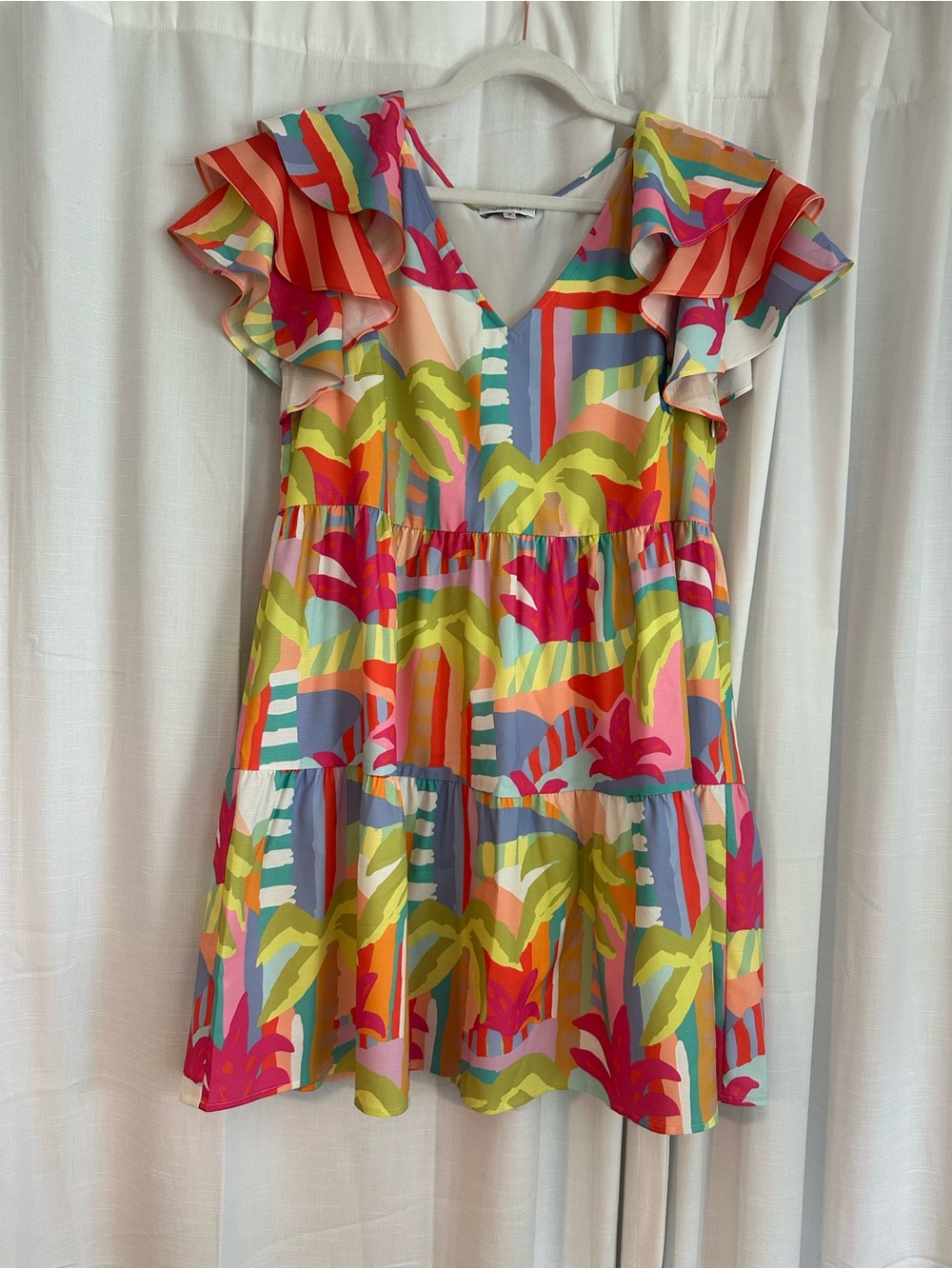 CROSBY by Mollie Burch Multicolor Tropical Ruffle Mini Dress - Picture 2 of 4
